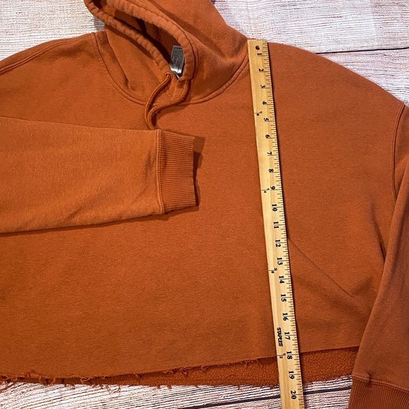 90 Degree Women’s XL Cropped Hoodie Rust Orange Pullover Sweatshirt - Picture 7 of 8